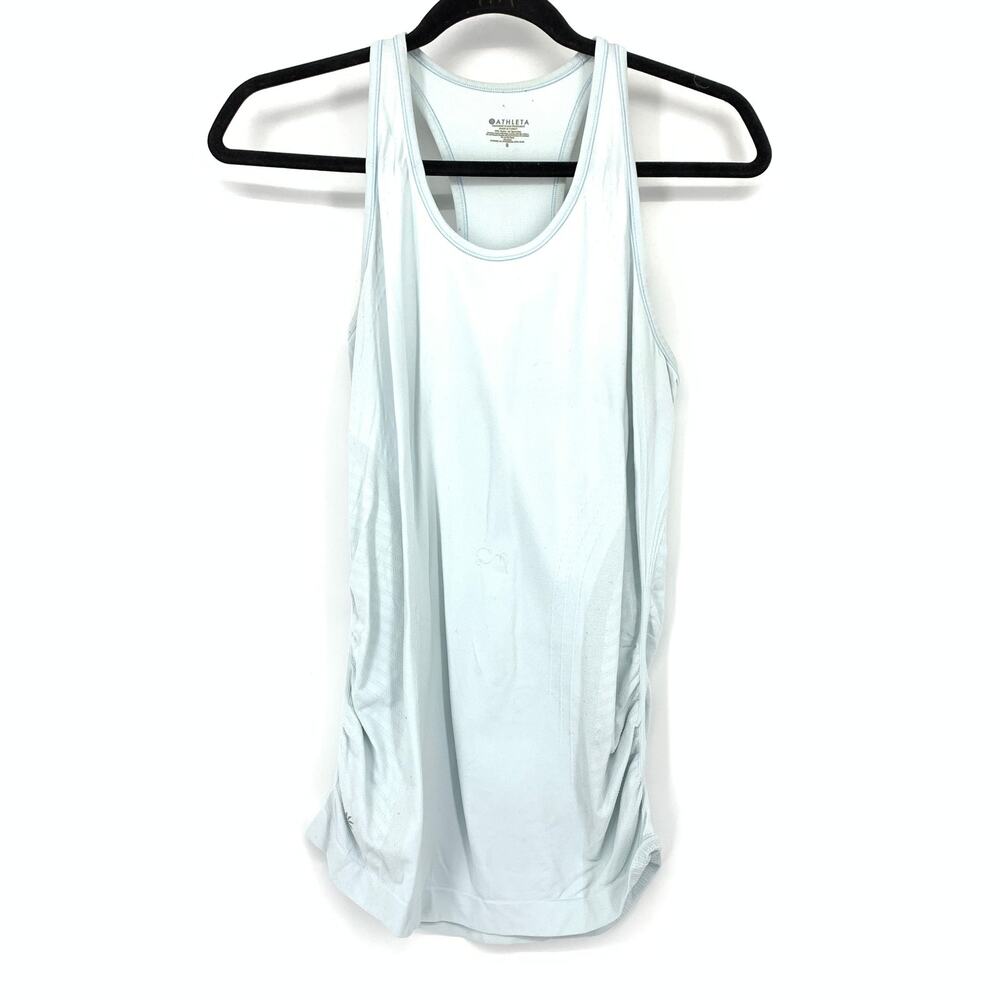 Athleta Ruched Sides Racerback Tank Top Womens Size Small Light Blue